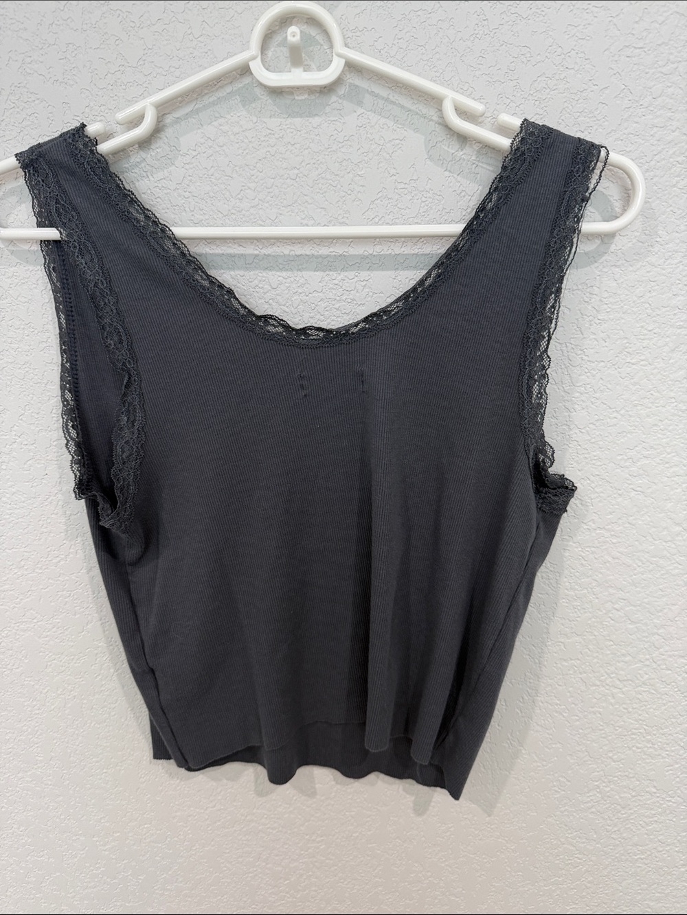 Colsie Black Lace-Trim Ribbed Tank - Picture 3 of 3